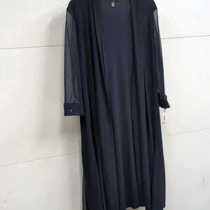 R&M Richards Womens 12 Navy Blue Sparkle Cardigan dr ss Set NWT m27